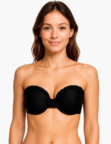 BIKINI MUJER SAMIA 7271 STRAPLESS CON VUELOS NEGRO - 1