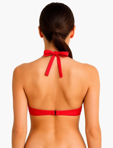 BIKINI MUJER SAMIA 7274 STRAPLESS CON VUELOS ROJO - 2