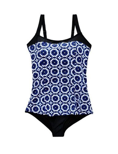 TRAJE DE BAÑO ESTILO FALDA ESTAMPADO - 1