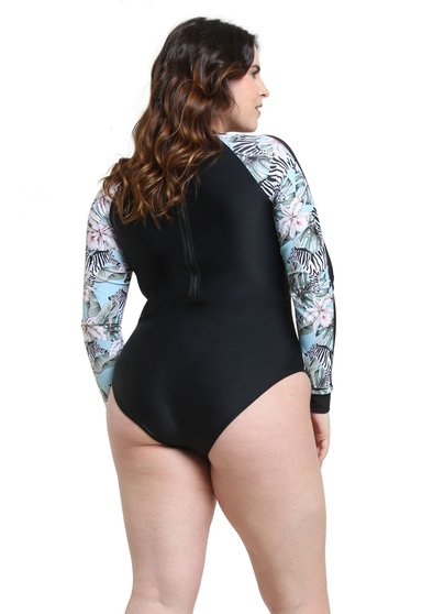 TRAJE DE BAÑO MUJER SAMIA 1300 DEPORTIVO MANGA LARGA ESTAMPADO - 2
