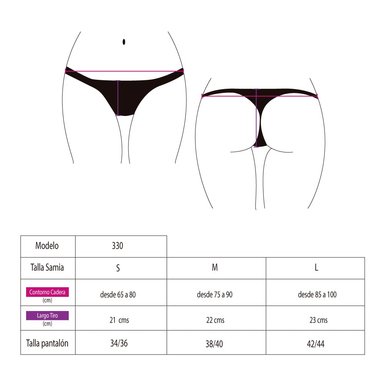 TRAJE DE BAÑO MUJER SAMIA 330 TANGA COSTADOS AJUSTABLES NEGRA - 4