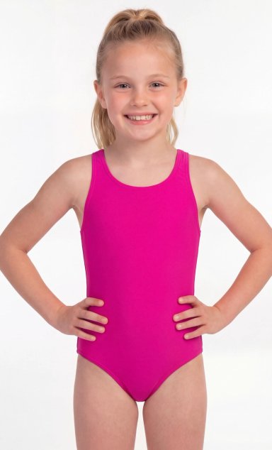 TRAJE DE BAÑO BÁSICO NIÑA SAMIA FUCSIA - 1