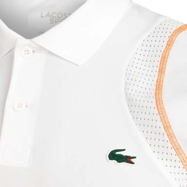 POLERA LACOSTE POLO SPORT BLANCA/NARANJA TENIS - 4