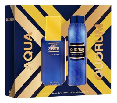 SET 2 PIEZAS AQUA QUORUM EDT 100ML CON DESODORANTE 150ML - 1