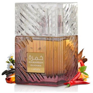 PERFUME HOMBRE LATTAFA KHAMRAH DUKHAN EDP 100 ML - INTENSO CON TOQUE AMADERADO Y DULCE - 2