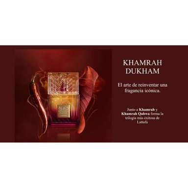 PERFUME HOMBRE LATTAFA KHAMRAH DUKHAN EDP 100 ML - INTENSO CON TOQUE AMADERADO Y DULCE - 3