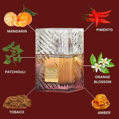 PERFUME HOMBRE LATTAFA KHAMRAH DUKHAN EDP 100 ML - INTENSO CON TOQUE AMADERADO Y DULCE - 4