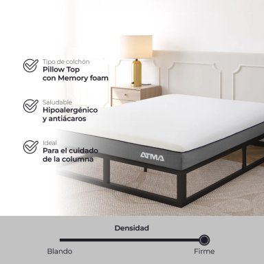ATMA COLCHON SMOOTH TOP 2 PLAZAS 29 CM ORTOPE DICO BLANCO - 2