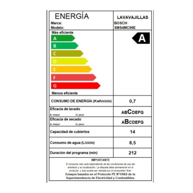 LAVAVAJILLAS BOSCH SERIE 4 SMS4EMC06E 60 CM 14 CUBIERTOS - 8