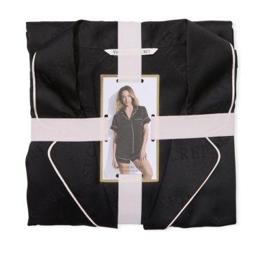 SET PIJAMA MUJER VICTORIA'S SECRET NEGRO SATINADO - 3