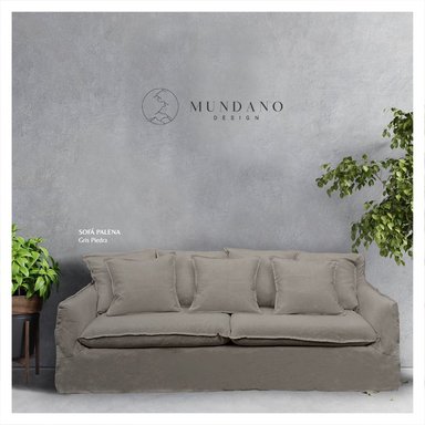 SOFA PALENA 3 CUERPOS LINO GRIS PIEDRA - 2