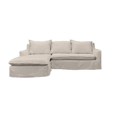 SECCIONAL QUEULE 3 CUERPOS CHENILLE HUESO - 1