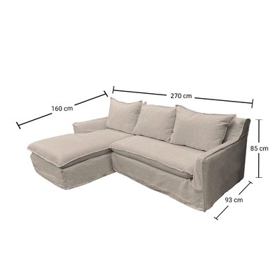 SECCIONAL QUEULE 3 CUERPOS CHENILLE HUESO - 5