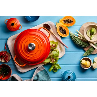 LE CREUSET CACEROLA BAJA 30CM VERDE BAMBOO HIERRO - 5