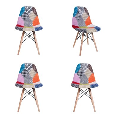PACK X4 SILLAS WHITE MARKET PATCHWORK MODELO 2 MULTICOLOR EAMES - 1