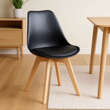 PACK X 4 SILLAS COMEDOR MODELO TULIP EN COLOR NEGRO ACOLCHADA - 2