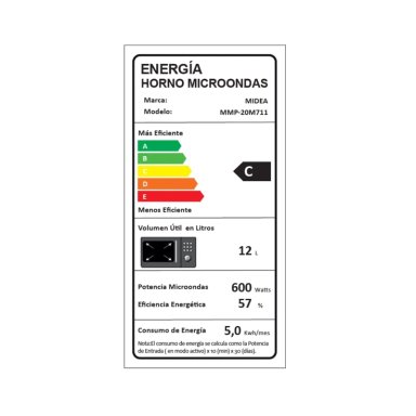 MICROONDAS MECANICO MIDEA 20 LITROS NEGRO - 6