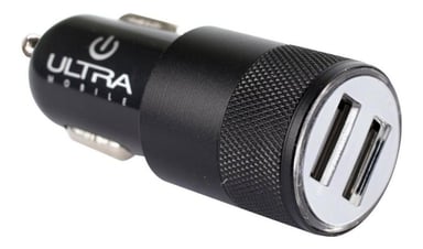 CARGADOR RAPIDO PARA AUTO 12V / 24V 2,1 AMPERES 2 USB METALICO ULTRA - 1
