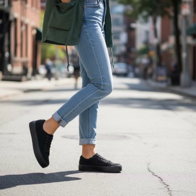 ZAPATILLA DE LONA MUJER NEGRO PLATAFORMA - 1