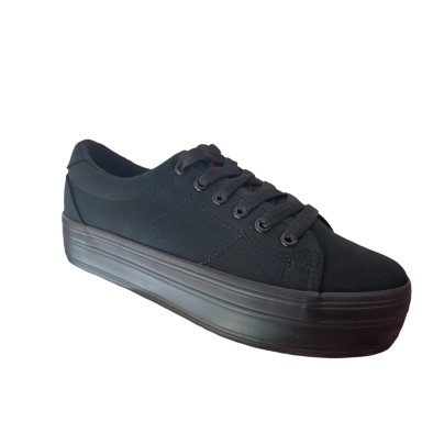 ZAPATILLA DE LONA MUJER NEGRO PLATAFORMA - 3