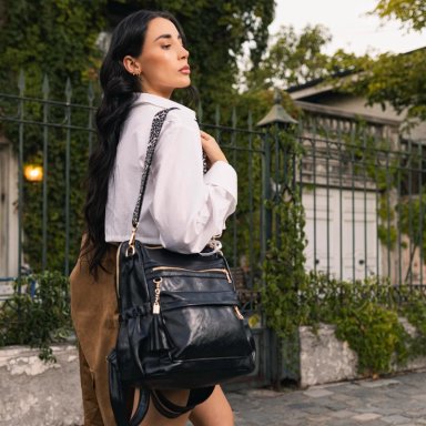 MOCHILA CARTERA MOVAC URBAN CHIC CUERO PU MUJER A LA MODA MULTIUSO - 6