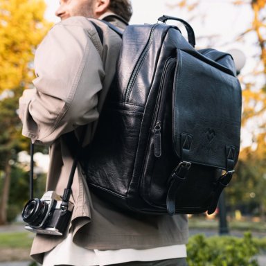 MOCHILA MOVAC URBAN PORTA NOTEBOOK DE CUERO ECOLÓGICO IMPERMEABLE DE GRAN CAPACIDAD - 2