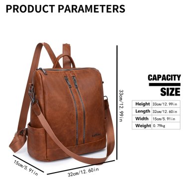 MOCHILA BOLSO PARA MUJER DE MATERIAL CUERO PU IMPERMEABLE - 3