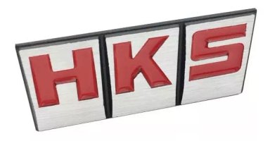 EMBLEMA PEGATINA ADHESIVO METÁLICO MODELO HKS LETRA ROJA - 1