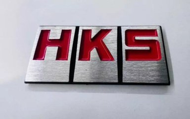 EMBLEMA PEGATINA ADHESIVO METÁLICO MODELO HKS LETRA ROJA - 3