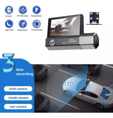 CAMARA DVR AUTOS FULL HD 1080P 3 EN 1 CAMARA DELANTERA - 5