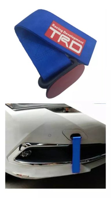 CINTA CORREA REMOLQUE ARRASTRE TOW STRAP TRD AZUL ADHESIVA - 2