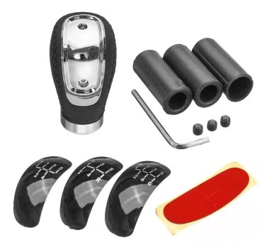 POMO PERILLA PALANCA CAMBIO ECO CUERO NEGRO 5 Ó 6 VELOCIDADE - 1
