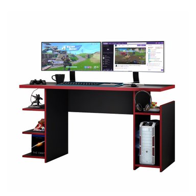 ESCRITORIO GAMER BOKU NEGRO/ROJO - 1