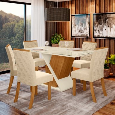 JUEGO DE COMEDOR 6 SILLAS HOME MOBILI REAL - 6