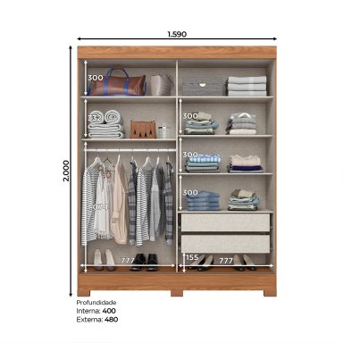 CLÓSET HOME MOBILI PONCE MDP 2 PUERTAS MULTICOLOR CORREDIZAS - 7