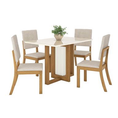 JUEGO DE COMEDOR 4 SILLAS HOME MOBILI ACAI BEIGE - 1