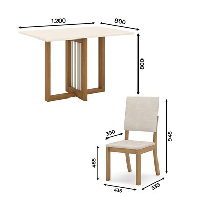 JUEGO DE COMEDOR 4 SILLAS HOME MOBILI ACAI BEIGE - 4