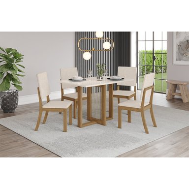 JUEGO DE COMEDOR 4 SILLAS HOME MOBILI ACAI BEIGE - 7