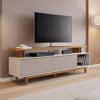 RACK TV70' HOME MOBILI RODAS NT 1385 BLANCO OW/NATURAL - 2