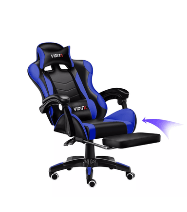 SILLA RIQUI AZUL GAMER VIDITA ERGONÓMICA NEGRA Y CON TAPIZADO DE POLIURETANO - 2