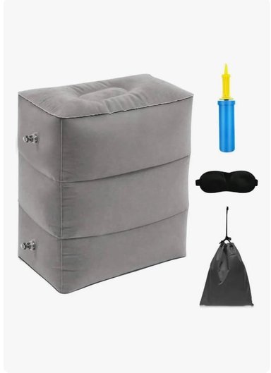 ALMOHADA COJÍN RIQUI CAMA INFLABLE VIAJES AVIÓN AUTO BUS GRIS - 1