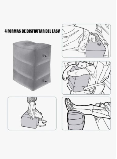 ALMOHADA COJÍN RIQUI CAMA INFLABLE VIAJES AVIÓN AUTO BUS GRIS - 5