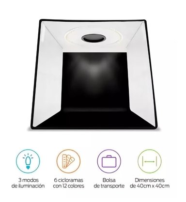 ESTUDIO FOTOGRÁFICO PORTÁTIL RIQUI 40X40 - CAJA DE LUZ PARA FOTO - 2