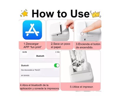 MINI IMPRESORA TÉRMICA PORTÁTIL BLUETOOTH + 13 ROLL PAPEL - 5