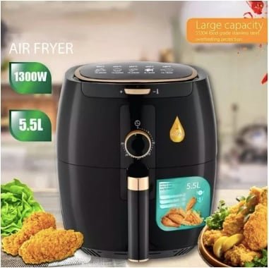 FREIDORA AIRE SIN ACEITE RAF 5.5L 1300W HLC HOME COLOR NEGRO - 2