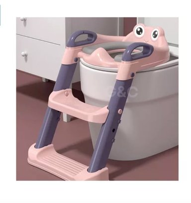 ASIENTO RIQUI ENTRENADOR BAÑO CON ESCALERA Y AGARRADERA NIÑOS MORADO ENTRENADOR BAÑO ROSA - 2