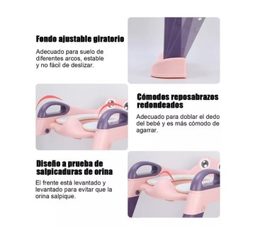 ASIENTO RIQUI ENTRENADOR BAÑO CON ESCALERA Y AGARRADERA NIÑOS MORADO ENTRENADOR BAÑO ROSA - 5