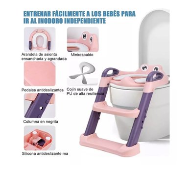 ASIENTO RIQUI ENTRENADOR BAÑO CON ESCALERA Y AGARRADERA NIÑOS MORADO ENTRENADOR BAÑO ROSA - 7