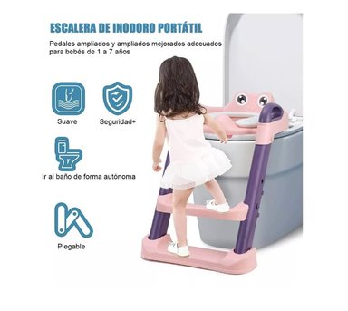ASIENTO RIQUI ENTRENADOR BAÑO CON ESCALERA Y AGARRADERA NIÑOS MORADO ENTRENADOR BAÑO ROSA - 8