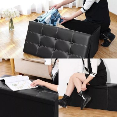 BANQUETA BAUL PUFF BAUL NEGRO - 2